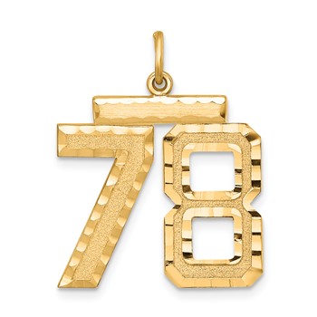Sterling Silver Gold-plated Large Diamond-cut #78 Charm