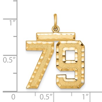 Sterling Silver Gold-plated Large Diamond-cut #79 Charm — alternate view