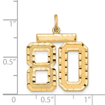 Sterling Silver Gold-plated Large Diamond-cut #80 Charm — alternate view