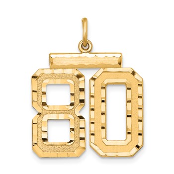 Sterling Silver Gold-plated Large Diamond-cut #80 Charm