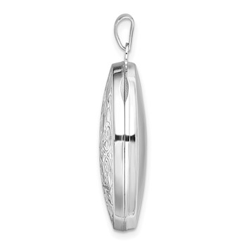 Sterling Silver Rhodium-plated Scroll Oval Locket — alternate view