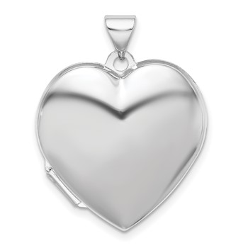 Sterling Silver Rhodium-plated Plain 21mm Heart Locket