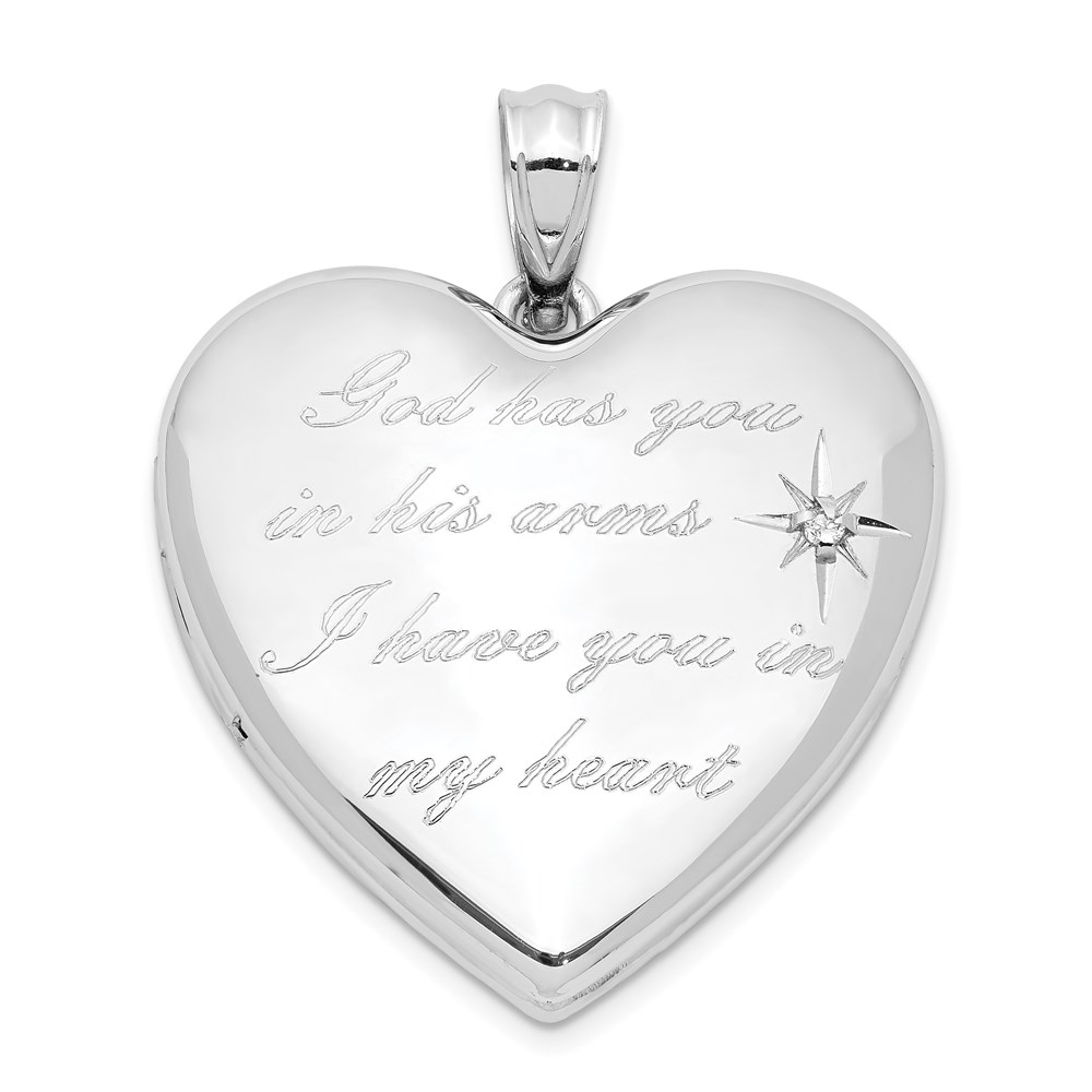 Sterling Silver Rhodium-plate God Has.. Diamond Ash Holder Heart Locket