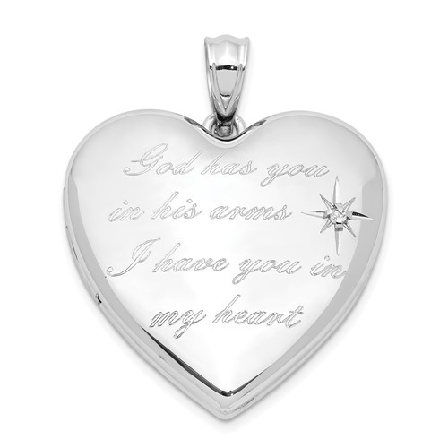 Sterling Silver Rhodium-plate God Has.. Diamond Ash Holder Heart Locket