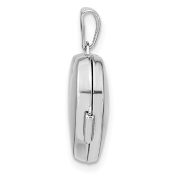 Sterling Silver Rhodium-plated Diamond 18 Dangle 15mm Heart Locket — alternate view