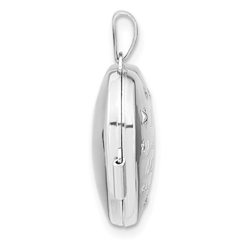 Sterling Silver Rhodium-plated CZ Love Moon and Back 18mm Heart Locket — alternate view