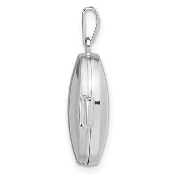 Sterling Silver Rhodium-plated Diamond 17mm Oval Locket — alternate view