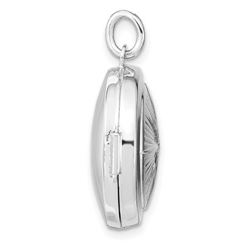 Sterling Silver Rhodium-plated CZ Compass 20mm Round Locket — alternate view