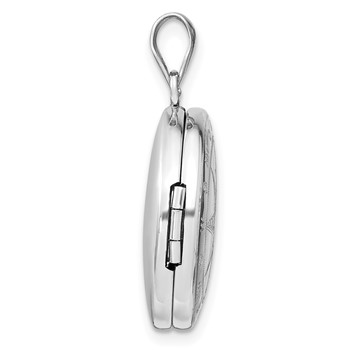 Sterling Silver Rhodium-plated Polished Compass Rose 20mm Round Locket — alternate view