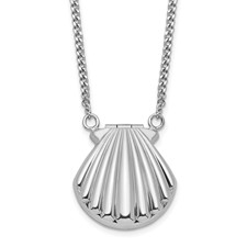 Image of Sterling Silver Rhodium-plated Seashell 15mm Locket Necklace
