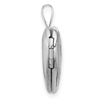 Sterling Silver Rhodium-plated Epoxy Satin Polished Fish 16mm Heart Locket — alternate view