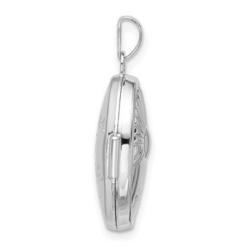 Sterling Silver Rhod-Plated 19x15mm Foot Prints Reversible Oval Locket — alternate view
