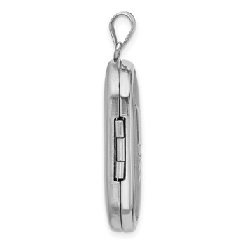 Sterling Silver Rh-plated Satin/Polished Epoxy Flag 30x19mm Locket — alternate view