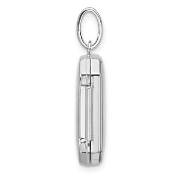 Sterling Silver Rhodium-pltd Polished 20x15mm Curved Rectangle Locket — alternate view