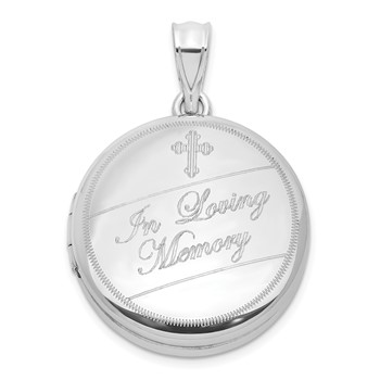 Sterling Silver RH-plated IN LOVING MEMORY 20mm Ash Holder Locket