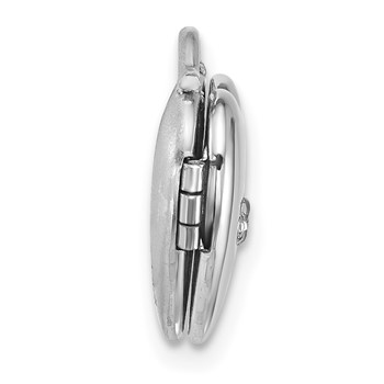 Sterling Silver Rhodium-plated Polished Front/Brushed Back 1/20 carat Diamond 12mm Heart Locket — alternate view