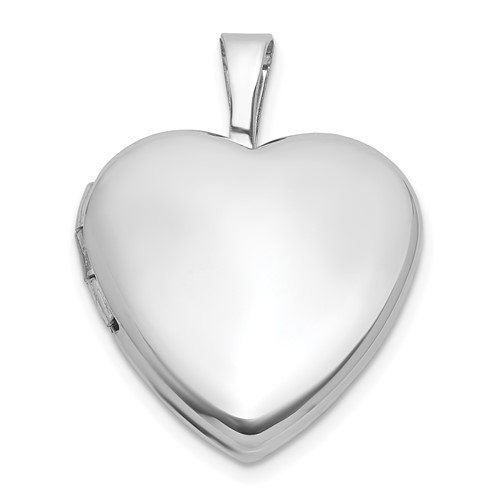 Sterling Silver RH-pl Brushed And Polished 16mm Heart Locket