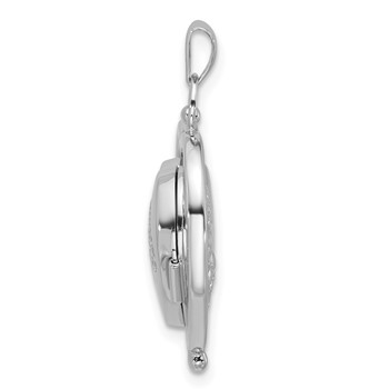 Sterling Silver Rhodium-plated Tree Of Life and Flowers in Spinning Frame Reversible 15mm Heart Locket — alternate view