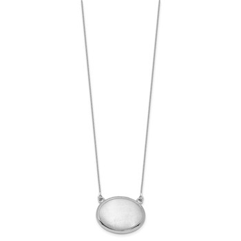 Sterling Silver Rhodium-plated Brushed with Border 18.75 inch with 2 inch extension 20mm Oval Locket Necklace — alternate view