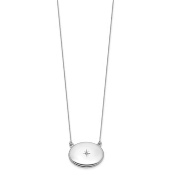 Sterling Silver Rhodium-plated Polished Front/Brushed Back 1/20 ct. Diamond 18.75 inch with 2 inch extension 20mm Oval Locket Necklace — alternate view