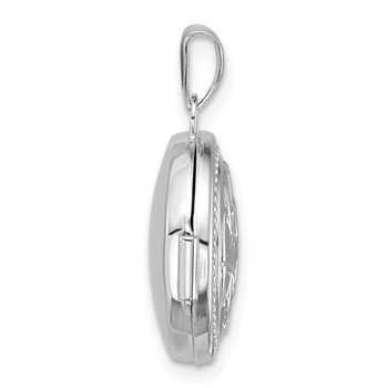 Sterling Silver Rhodium-plated Polished 16mm Celtic Knot Design Round Locket — alternate view