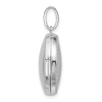 Sterling Silver Rhodium-plated Polished with Beaded Border 20mm Round Locket — alternate view
