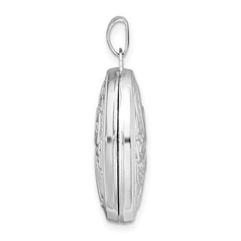 Sterling Silver Rhodium-plated Reversible Scroll Oval Locket — alternate view