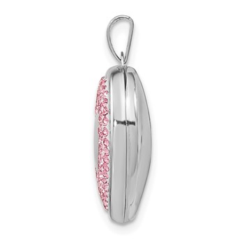 Sterling Silver Rhodium-plated 18mm Pink Preciosa Crystal Heart Locket — alternate view