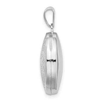 Sterling Silver Rhodium-plated Scroll Design Oval Locket — alternate view