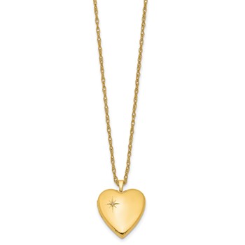 1/20 14K Gold Filled 20mm Polished/Satin Dia Star Heart Locket Necklace — alternate view