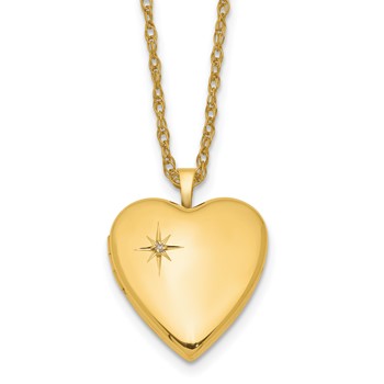 1/20 14K Gold Filled 20mm Polished/Satin Dia Star Heart Locket Necklace