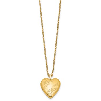 1/20 14K Gold Filled 20mm Side Swirled Heart Locket Necklace — alternate view