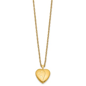 1/20 14K Gold Filled 16mm Satin and Polished Heart Locket Necklace — alternate view