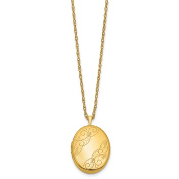 1/20 14K Gold Filled 26mm Swirled Oval Locket Necklace — alternate view
