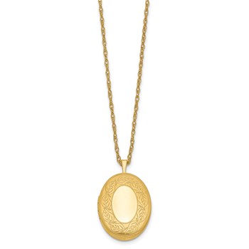 1/20 14K Gold Filled 26mm Leaf Border Oval Locket Necklace — alternate view