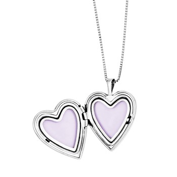 Sterling Silver Rhodium-plated Polished & Satin Butterfly Heart 18in Locket Necklace & 14in Pendant Necklace Set — alternate view