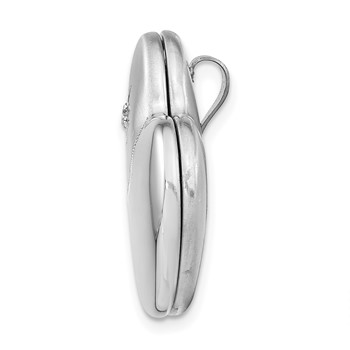 Sterling Silver RH-plated Satin/Polish Diamond 4 Photo Family Heart Locket — alternate view