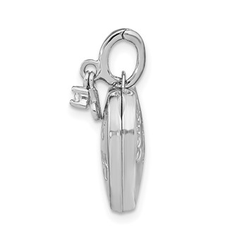 Sterling Silver Rhodium-plated Happy 16th Birthday w/ CZ Heart Locket — alternate view