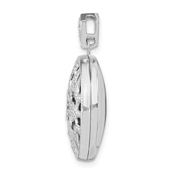 Sterling Silver Rhodium-plated 20mm Round w/Diamond Vintage Locket — alternate view