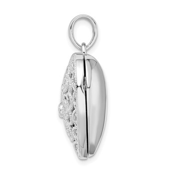 Sterling Silver Rhodium-plated Fancy CZ Heart Locket — alternate view