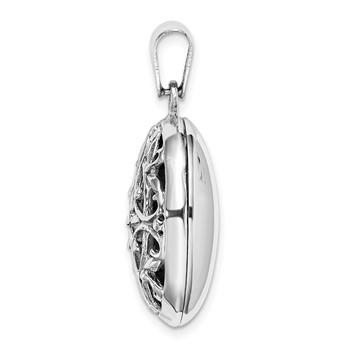 Sterling Silver Polished Filigree 22mm Oval Locket — alternate view