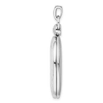 Sterling Silver Rhodium-plated 26mm Oval Diamond Accent Satin Locket — alternate view