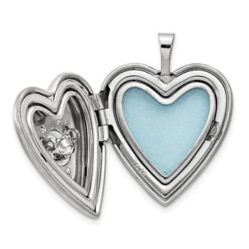 Sterling Silver RH-pltd Satin/Polish Enamel 20mm Vibrant CZ Heart Locket — alternate view