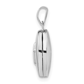 Sterling Silver Rhodium-plated Cross 16mm Oval Locket — alternate view