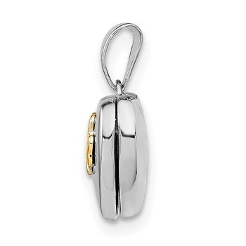 Sterling Silver Yellow Rhodium 11mm Clover Heart Locket — alternate view