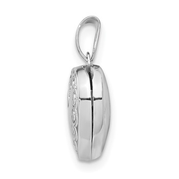 Sterling Silver Rhodium-plated 13mm Heart Locket — alternate view