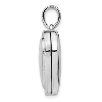 Sterling Silver Rhodium-plated CZ 23mm Heart Locket — alternate view