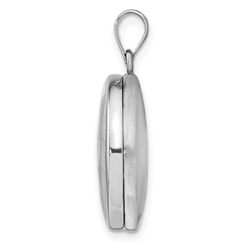Sterling Silver Rhodium 20mm Grooved & Polished Pawprint Round Locket — alternate view