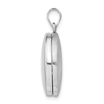 Sterling Silver Rhodium-plated 20mm Polished Scrolled Round Locket — alternate view