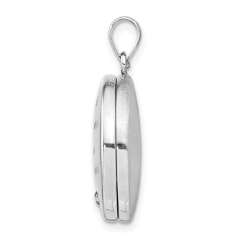 Sterling Silver Rh-pltd 20mm Diamond Always On My Mind Round Locket — alternate view